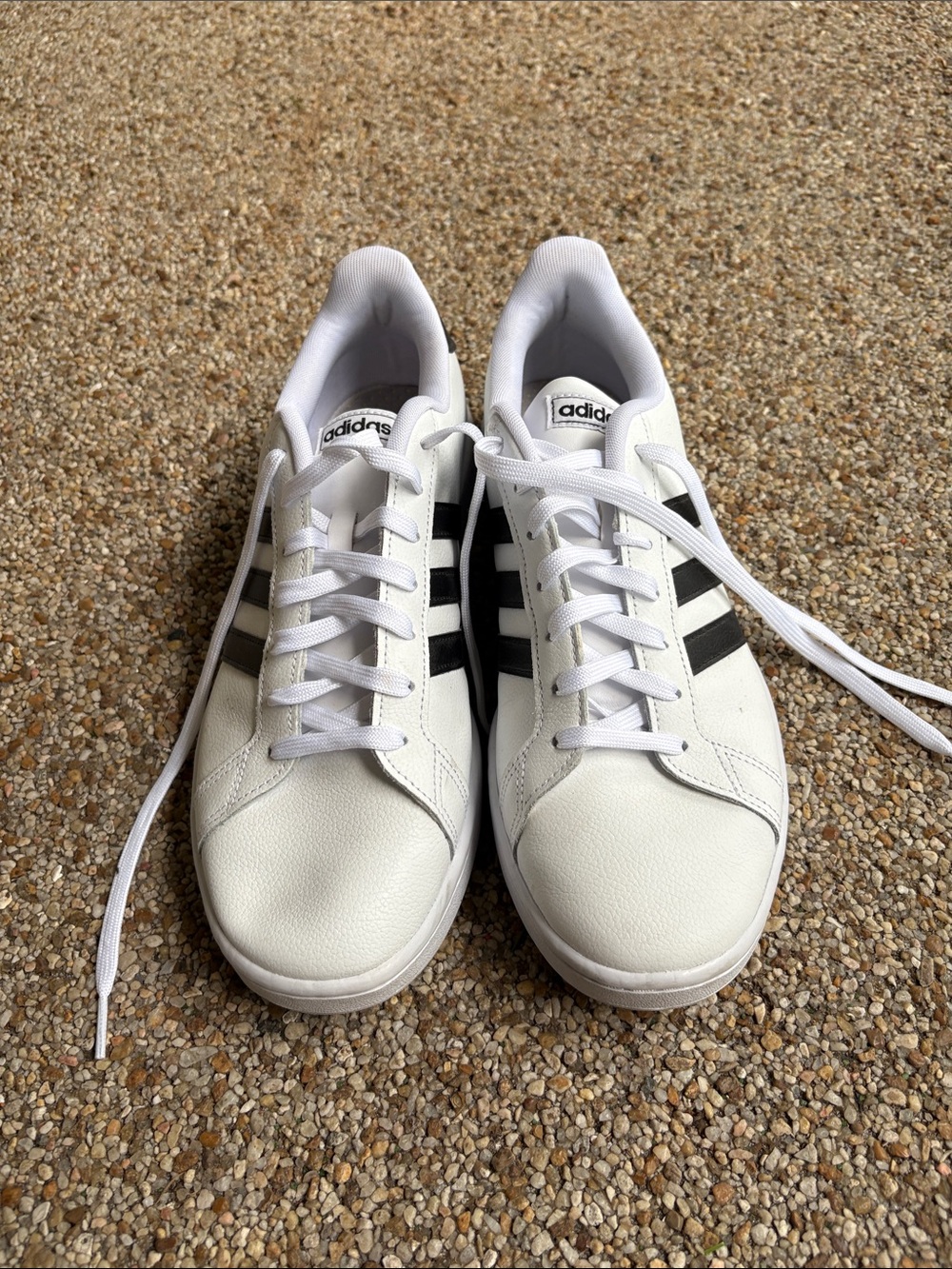 adidas White Sneakers with Black Three-Stripes